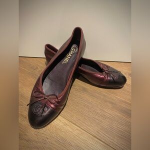 Chanel Burgundy Ballerina Flats - 38.5 EUR
